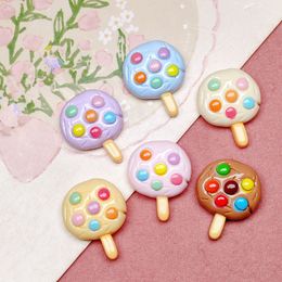 Decorative Objects Figurines Cute Chocolate Lollipop Flatback Resin Cabochon Simulation Fake Food Fit Phone Deco Parts DIY Scrapbooking Accessories 230807