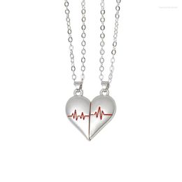 Pendant Necklaces 2 Pcs Two Souls One Heart Wishing Stone Electrogram