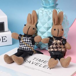 Plush Dolls Rabbit Keychain Wide Use Key Chain Animal Design Small Ornament Stuffed Toy Handbag Accessory 230807