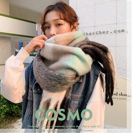 Scarves Women Solid Cashmere Scarves Lady Winter Thicken Warm Soft Pashmina Shawls Wraps Pink Black Female Colored Wool Long 230807