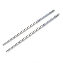 Chopsticks 10Pair Stainless Steel Chopstick Flower Printed Chinese Durable Non-Slip Chop Stick Kitchen Restaurant Utensils