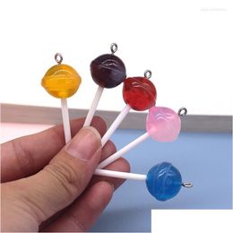 Charms Wholesale 30/50/100Pcs 3D Lollipop Resin Bk Planet Lollipops Candy Pendant For Earring Keychain Diy Jewellery Make Drop Deliver Dh49W