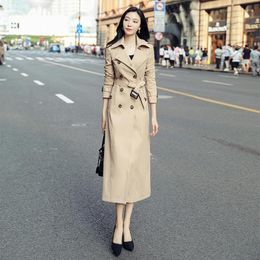 Women's Trench Coats Winter Women Coat With Belt Office Cotton Long Korean Double Breasted Harajuku Slim Lady Outwear Windbreaker