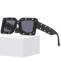 Sunglasses Fashion Brand Men Square Luxury Glasses Hollow Designer Unisex Shades UV400