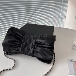 High-Quality Black Satin Bow black tie evening bags with Chain Shoulder Strap - Perfect for Weddings, Parties, and Bridal Wear