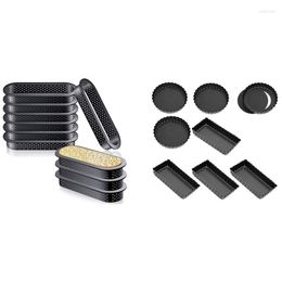 Baking Moulds 15Pcs Oval Tart Rings Non Stick Bakeware Cake Mold With 8Pcs Non-Stick Quiche Pans Round & Rectangle