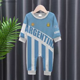Argentina Football Onesie 0-24M Baby Clothing Football Fans Behind Custom Name and Numbers Gifts for Newborn Unique Crlwear L230712