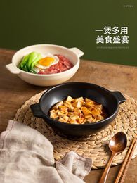 Bowls Binaural Big Soup Bowl Open Fire Heating Claypot Rice Special Sand Pot Household Japanese Style Noodle