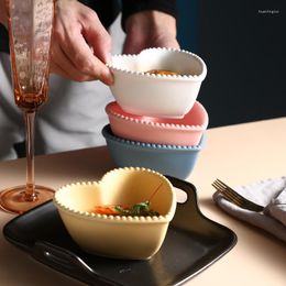 Bowls Nordic Ceramic Heart Shaped Dessert Salad Steamed Egg Bowl Porcelain Simple Breakfast Fruit Soup Snack Kitchen Tableware