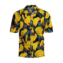 Men's T Shirts Long Button Down Shirt Collar Dress Mens Summer Tropical Short Sleeve Aloha For Beach Vacation