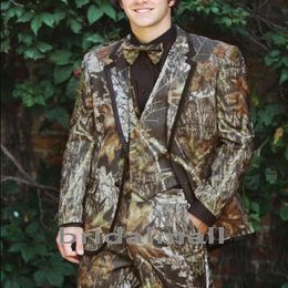 Realtree Camo Düğün Smokin Çiftlik Düğün Kamuflaj Takım Özel Yapımı Erkek Blazers Moda Damat 3 Parça Ceket Pantolon Ve2894