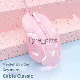 Mice Wired Game Mouse Mute Pink Mechanical E-sports Girl Lovely Art Portable Office Household For MacBook Laptop PC Gamer X0807