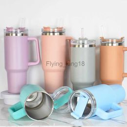 New 1200ML Insulated Cafe Tumbler Straw Stainless Steel Coffee Termos Cupacuum Flasks Portable Water Bottle 40oz Mug With Handle HKD230807