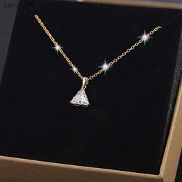 Plated 14K Gold Pendant Necklace Geometric Fashion Jewellery Charms Chain AAA Zircon Summer Regalos Para Mujer Women Gift L230704