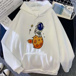 Women's Hoodies Cartoon Print Warm Sweatshirt Woman With Hood Punk Kpop Clothing Loose Fleece Pocket Hoodie Women