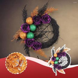 Decorative Flowers Halloween Wreath Black Rattan Floral Garland Hanging Props On Party Wall Home Decorations Easter The Door A6X7