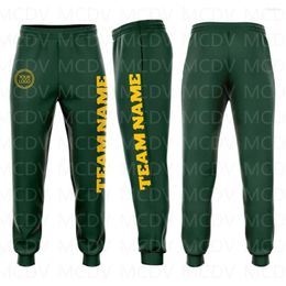 Men's Pants Custom Green Gold Fleece Jogger Sweatpants 3D Printed Casual Unisex Jogging Trousers Loose Sports