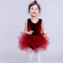 Girl Dresses Combed Cotton Ballet Dress High Quality Sleeve Sleeves Velvet Tulle Dance Solid Hollow Girls Summer Princess LZ674