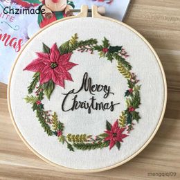 Chinese Products Merry Christmas Flower Embroidery Cross Stitch Materials Cotton Handwork Needlework Embroidery Stitches R230807