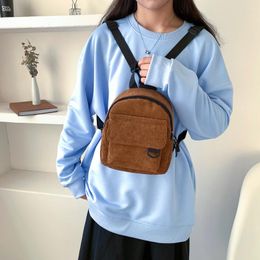 Backpack Texture Bag Mini Velvet Matching Little Makeup Students Super Cute Instagram School