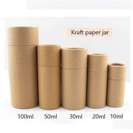 Gift Wrap 50Pcs/Lot Cosmetic Bottle Outer Packaging Kraft Paper Jar Tube Cylindrical Hard Cardboard Boxes Essential Oils Package 210 Dhere