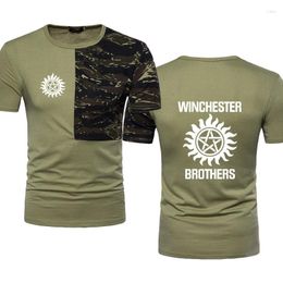 Men's T Shirts Winchester Anime Print Round Neck Camouflage T-shirt Top Cotton High Quality Stitching Short Sleeve Tees