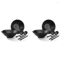 Bowls Promotion! 4 Sets Salad Ramen Soup Mixing Dishware Set (With Chopsticks&Spoon) Home Kitchen Cereal