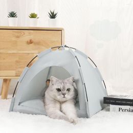 Cat Carriers Washable Pet Tent Bed Kitten Tents Removable Breathable Teepee With Mat Polyester Cats House Puppy