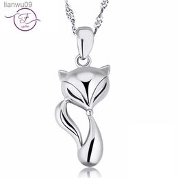 Sterling Silver 925 Necklace Women Jewellery Animal Fox Pendant Link Chain Chocker For Wedding Engagement Party Christmas Gifts L230704