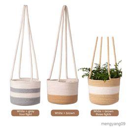 Planters Pots Menggantung Tali Keranjang Tanaman Anyaman Tanaman Pot Tanaman Gantungan Pot Bunga Penyimpanan untuk Taman Rumah Keranjang Bunga R230807