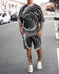 Men's Tracksuits Summer Men Tracksuit Set Harajuku T Shirt 3D Printed Short Sleeve Casual Outfit Fashion Streetwear Hip Hop Two-piece Sport