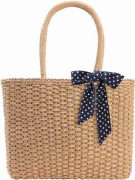 YXILEE Zipper Straw Bags For Women | Straw Purse Woven Womens Handmade Weaving Summer Handbag for Travel Beach HKD230807