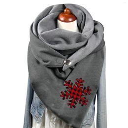 Scarves Women Christmas Snowflake Print Scarf Hijab Designer Clothes Bandana Fashion Button Soft Wrap Casual Warm Shawls