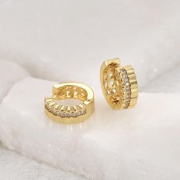 Hoop Earrings ALLME Statement Shiny CZ Cubic Zirconia Penelled Women 14K Gold Silver Plated Brass Chunky Circle Earring 2023
