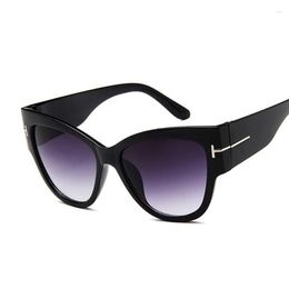 Sunglasses Cat Eye Woman Vintage Black Shades Gradient Sun Glasses Large Frame Female Cool Feminino