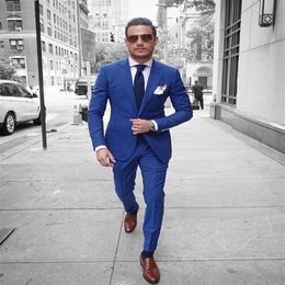 Custom Royal Blue Men Suits Summer Slim Fit Tuxedo 2 Piece Blazer Prom Groom Tailor SuitsJacket Pants267U