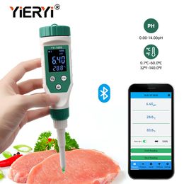 PH Meters Yieryi Smart Bluetooth PH Meter Aquarium SPA Pool PH Water Quality Monitor Tester for Soil Cosmetic Food Cheese Meat Fruit Dough 230804