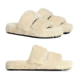 10a top quality triumph fluffy sandale slides designer sandal fur Slide Winter fashion teddy bear Slippers fuzzy house slipper women wool outdoors rubber flat Shoe