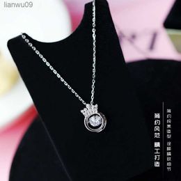 925 sterling silver zircon Crown necklaces pendants for women long statement necklace fashion sterlingsilverjewelry L230704