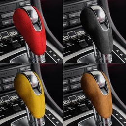 Alcantara Wrap Leather Car Gear Shift Knob Cover ABS Auto Stickers Decals for Porsche Macan Panamera Boxter 719 911 Accessories319210y