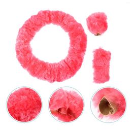 Steering Wheel Covers 3 Pcs Cover Car Set Protective Creative Handbrake Fluffy Fashion Wool Gear Accessories