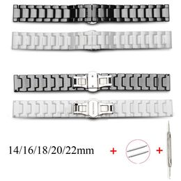 Watch Bands Ceramic Watch Bracelet 14mm 16mm 18mm 20mm 22mm Watchband White Black Ceramic Strap universal Wristwatches Band 230804