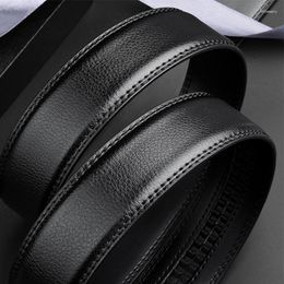 Belts Headless Belt Strap 3.0cm Automatic Buckle Leather Business Travel Tooling Design Cowhide Lychee Pattern