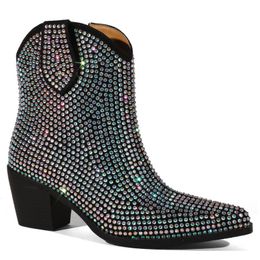 Boots 2023 Pointed Toe Silver Clear Glitter Bling Shiny Ankle Super Pretty Sparkly Gorgeous Cowgirl Dress 230807
