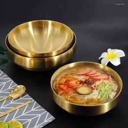 Bowls Double-Layer Stainless Steel Cold Noodle Bowl Japanese And Korean Restaurant Golden Large Rice Soup