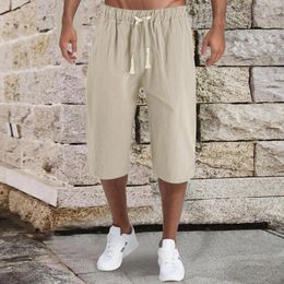 Men's Pants Mens Fashion Casual Simple Solid Color Lumbar Frenum Calf Flat Front Jean Cut Parachute For Men