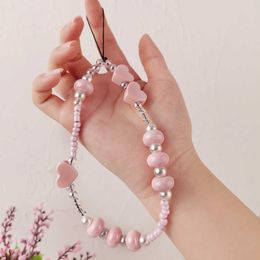 Cell Straps Charms Mobile Lanyard Short Wrist Strap Handmade Lanyard Beaded Color Bead Pendant Anti-lost Lanyard Pendant Strap