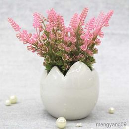 Planters Pots Bunga Putih Desktop Sukulen Rangkaian Bunga Pot Bunga Telur Hadiah Rumah R230807