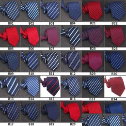 Groom Ties Cummerbunds 100 Styles Mens Zipper Tie Wholesale 8Cm Width Mans Business Women Necktie Pre-Tied Striped Bridegroom Party Dhhuo