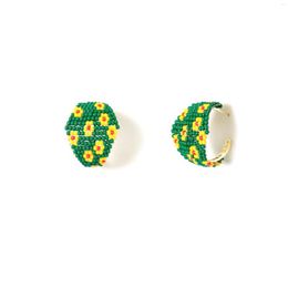 Hoop Earrings Handmade Nature And Fresh U-shaped Seed Beads Earring Stud For Women Girls Chunky Knitting Flower Summmer Gifts